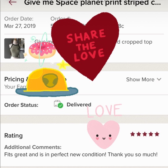 LAST 👆🏼🛸planet print striped cropped top - Picture 3 of 7